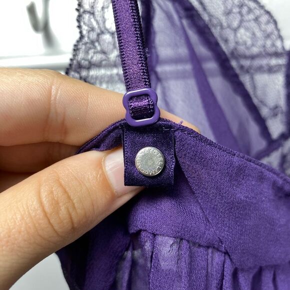 Stella McCartney Silk Sheer Camisole Lingerie Top with Lace Detail Purple Small - Picture 10 of 13